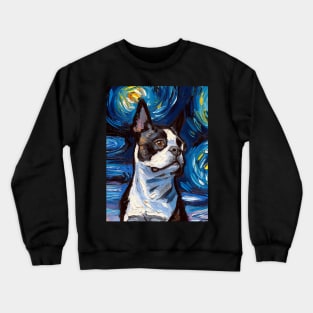 Boston Terrier Night (Portrait) Crewneck Sweatshirt